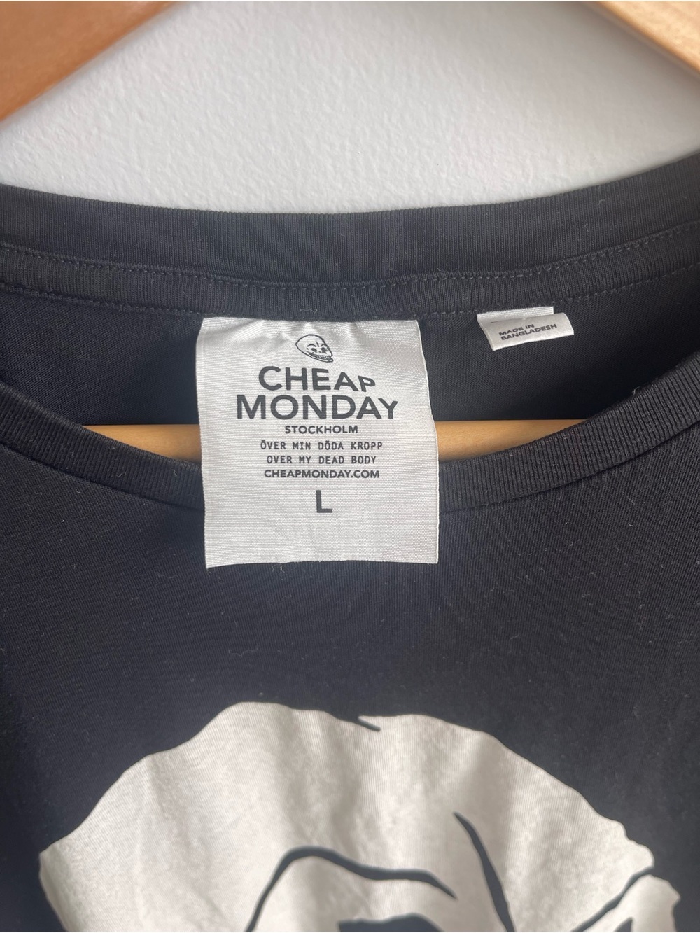Cheap Monday Black Tee with White Skull Graphic - Picture 2 of 6